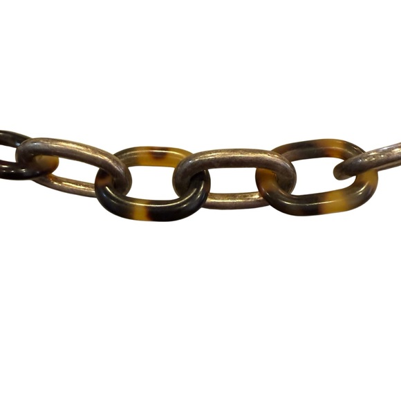 Vintage OOAK Ralph Lauren Faux Tortoise Silver tone Necklace Pendant - Picture 4 of 9